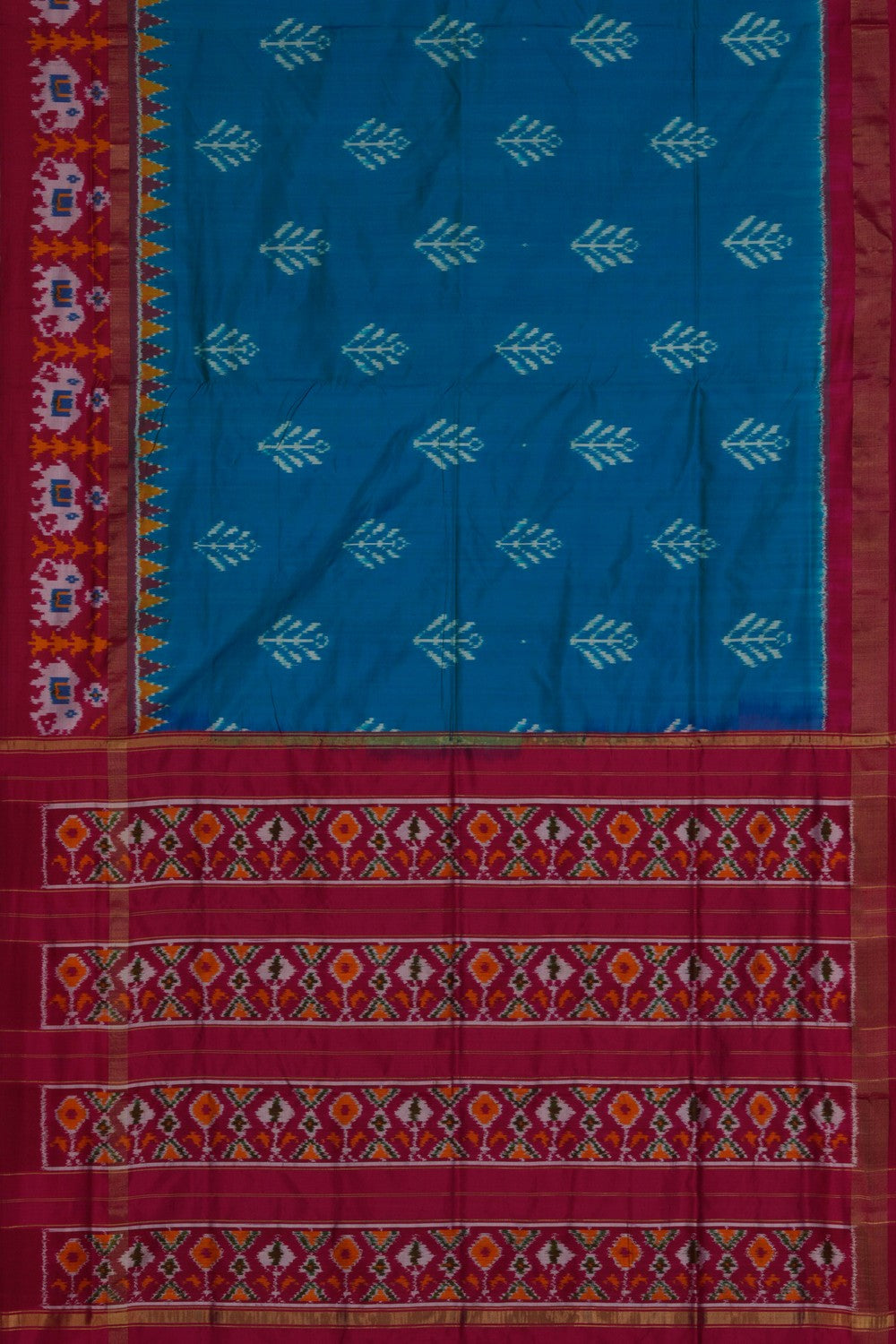 Image of Pochampally Ikat Silk Blue Saree